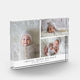 3 FotoCollage White New Baby Keepake Fotoblock