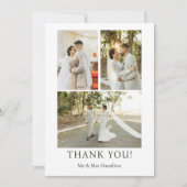 3 Fotografien Personalisierte Hochzeit mit Nachric Dankeskarte (Vorderseite)