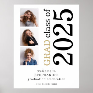 3 Fotos 2024 Weiß Willkommen in der Abschluss Poster