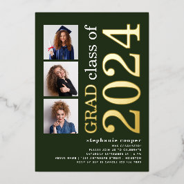 3 Fotos Abschluss 2025 Green Gold Real Folieneinladung