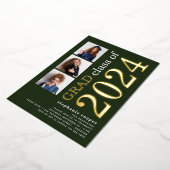 3 Fotos Abschluss 2025 Green Gold Real Folieneinladung (Gedreht)