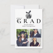 3 Fotos Black Bow Disco Ball Graduation Party Ankündigung (Vorderseite)