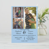 3 Fotos Blau - Einladung Hochzeit (Stehend Vorderseite)