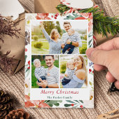 3 Fotos Collage Frohe Weihnachten Poinsettia Flora