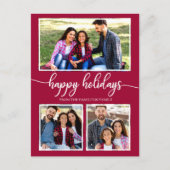 3 Fotos Collage Happy Holidays Moderne Weihnachten Postkarte (Vorderseite)