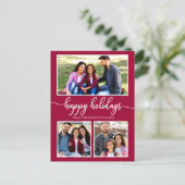 3 Fotos Collage Happy Holidays Moderne Weihnachten Postkarte (Stehend Vorderseite)