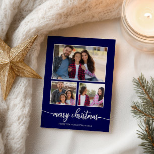 3 Fotos Collage Niedlich Skript Frohe Weihnachten Postkarte