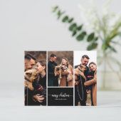 3 Fotos Collage Stilvoll Frohe Weihnachten Schwarz Postkarte (Stehend Vorderseite)