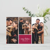 3 Fotos Collage Stilvoller Schriftart Frohe Weihna Einladung (Stehend Vorderseite)