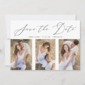 3 Fotos Collage Verlobt Chic Romantische Hochzeit Save The Date (Vorderseite)