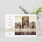 3 Fotos Couple in Liebe Einfach Elegantes Script Save The Date (Stehend Vorderseite)