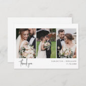 3 Fotos Cursive Script Hochzeit Vielen Dank Mitteilungskarte (Vorne/Hinten)