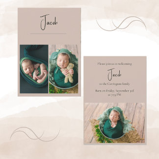 3 Fotos Einfache Geburtsankündigung für Baby Ankündigung