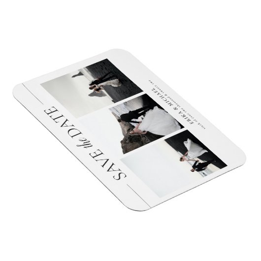 3 Fotos Elegante klassische Hochzeit speichern das Magnet (Rechte Seite)