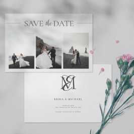 3 Fotos Elegante klassische Hochzeit speichern das Save The Date