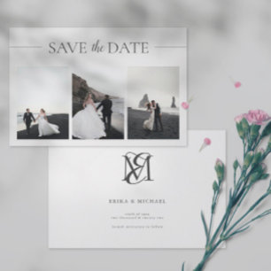 3 Fotos Elegante klassische Hochzeit speichern das Save The Date