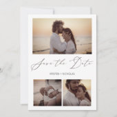 3 Fotos Elegantes Instantáneas Sesión Pareja Feliz Save The Date (Vorderseite)
