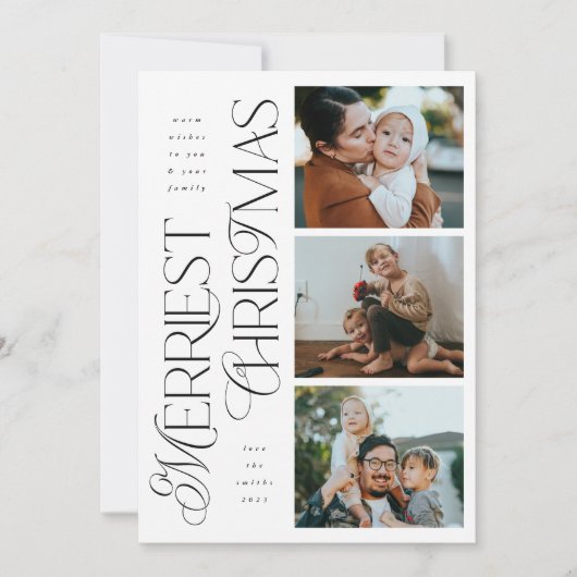 3 Fotos Frohe Weihnachten Moderne Weihnachtskarte (Vorderseite)