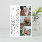 3 Fotos Frohe Weihnachten Moderne Weihnachtskarte (Stehend Vorderseite)