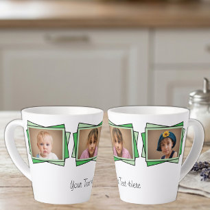 3 Fotos, fügen Sie Ihren Text grün hinzu Milchtasse