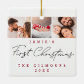 3 Fotos für moderne Babys Keramikornament (Rückseite)