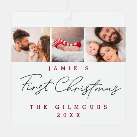 3 Fotos für moderne Babys Ornament Aus Metall (Vorderseite)