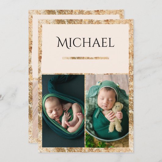 3 Fotos Geburtsankündigung für Baby Ankündigung (Vorne/Hinten)