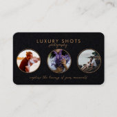 3 Fotos Gold Premium Black Signature hinzufügen Visitenkarte (Vorderseite)