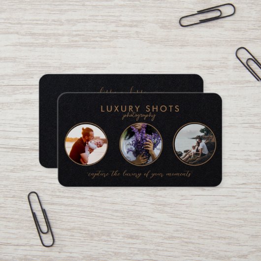 3 Fotos Gold Premium Black Signature hinzufügen Visitenkarte (Vorderseite/Rückseite Beispiel)
