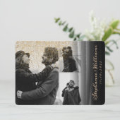 3 Fotos Goldmedaille Glitzer Black Watercolor Hoch Einladung (Stehend Vorderseite)