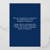 3 Fotos Grad 2025 Navy Gold Foil Ankündigung (Rückseite)