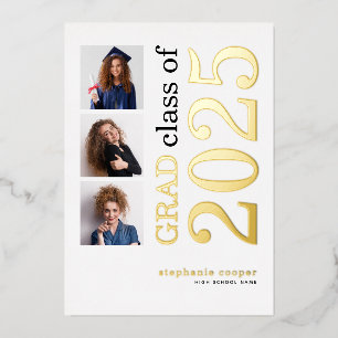 3 Fotos Grad 2025 Real Gold Foil Ankündigung