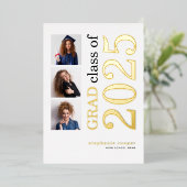 3 Fotos Grad 2025 Real Gold Foil Ankündigung (Stehend vorne)
