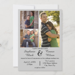 3 Fotos Grau - Einladung zur Hochzeit