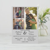 3 Fotos Grau - Einladung zur Hochzeit (Stehend Vorderseite)