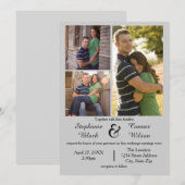 3 Fotos Grau - Einladung zur Hochzeit (Vorne/Hinten)