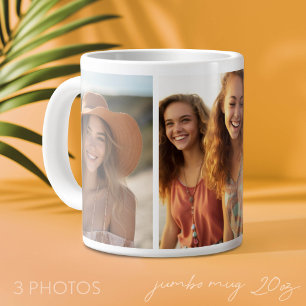 3 Fotos hinzufügen - Einfache Collage - Modernes M Jumbo-Tasse