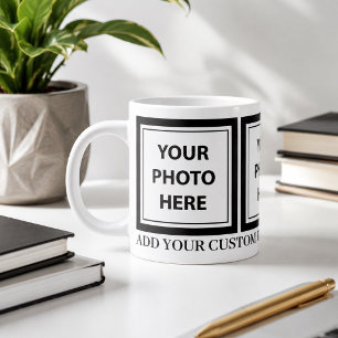 3 Fotos hochladen & Text hinzufügen – Bild anpasse Jumbo-Tasse