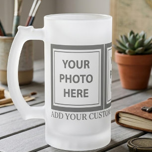 3 Fotos hochladen & Text hinzufügen – Bild anpasse Mattglas Bierglas