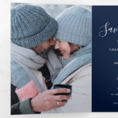3 Fotos Hochzeit Save-the-Date-Skript Dreifach Gefaltete Ankündigung (Innen Erste Seite)
