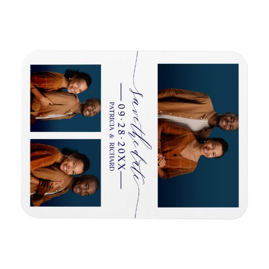 3 Fotos Hochzeit speichern das Datum Magnet (Horizontal)