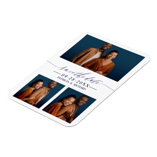 3 Fotos Hochzeit speichern das Datum Magnet (Linke Seite)