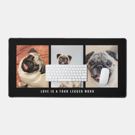3 Fotos Hunde Hunde Liebe ist ein vierbeiniges Wor Schreibtischunterlage (Tastatur & Maus)