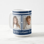 3 Fotos, lange Meldung, dunkelblau, modern P31 Kaffeetasse (Vorderseite Links)