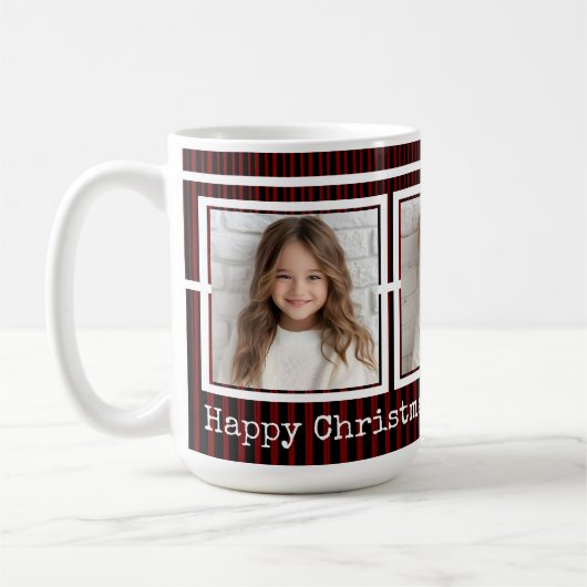 3 Fotos, lange Meldung, rotes Schwarz, Moderne P31 Kaffeetasse (Links)