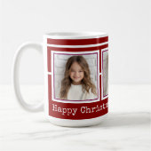 3 Fotos, lange Nachricht, Weihnachts-Rot, Moderne Kaffeetasse (Links)