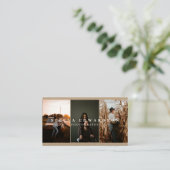 3 Fotos Lässig Rustic Kraft White Typografy Visitenkarte (Stehend Vorderseite)