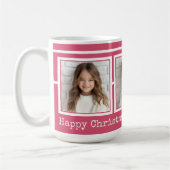 3 Fotos, Long Message, Berry Pink Modern P31 Kaffeetasse (Links)