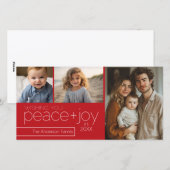 3 Fotos mit Weihnachtsgrüßen - Rot Feiertagskarte (Vorne/Hinten)