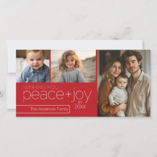 3 Fotos mit Weihnachtsgrüßen - Rot Feiertagskarte